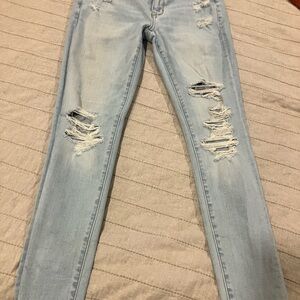 American Eagle Outfitters Light Blue Ripped Skinny Jeans
